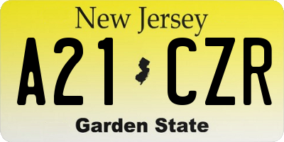 NJ license plate A21CZR