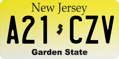 NJ license plate A21CZV