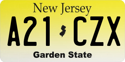 NJ license plate A21CZX