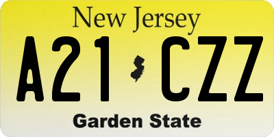 NJ license plate A21CZZ