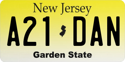 NJ license plate A21DAN