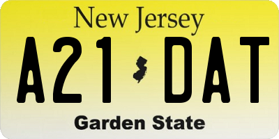 NJ license plate A21DAT