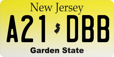 NJ license plate A21DBB