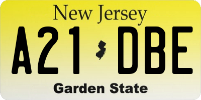 NJ license plate A21DBE