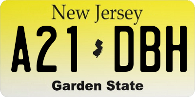 NJ license plate A21DBH