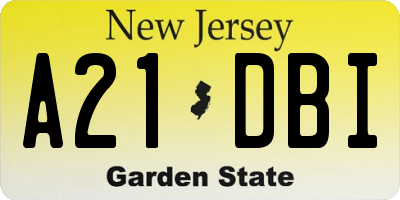 NJ license plate A21DBI
