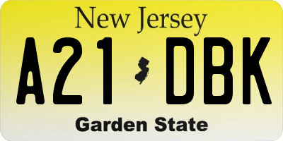 NJ license plate A21DBK