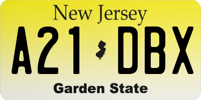 NJ license plate A21DBX