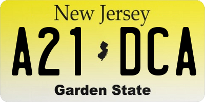 NJ license plate A21DCA