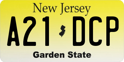 NJ license plate A21DCP