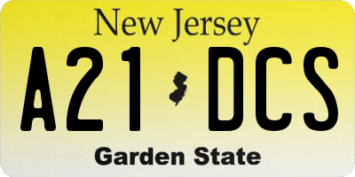NJ license plate A21DCS