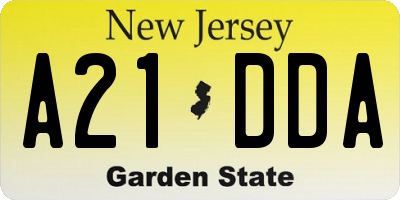 NJ license plate A21DDA