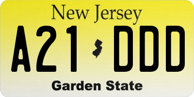 NJ license plate A21DDD