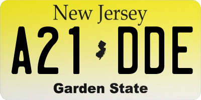 NJ license plate A21DDE