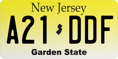 NJ license plate A21DDF