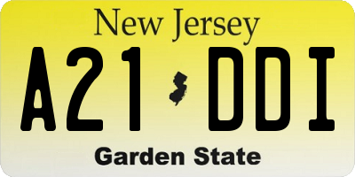 NJ license plate A21DDI