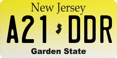 NJ license plate A21DDR