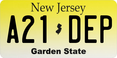 NJ license plate A21DEP