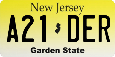 NJ license plate A21DER