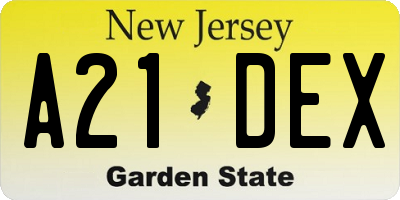 NJ license plate A21DEX