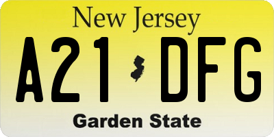 NJ license plate A21DFG