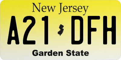 NJ license plate A21DFH