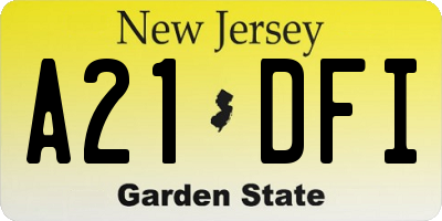 NJ license plate A21DFI