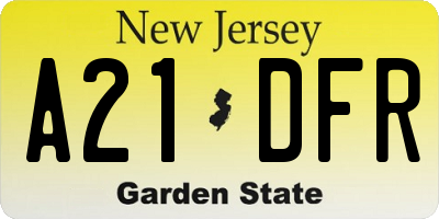 NJ license plate A21DFR