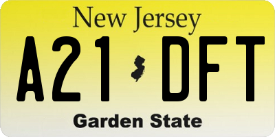NJ license plate A21DFT