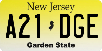 NJ license plate A21DGE