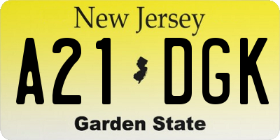 NJ license plate A21DGK
