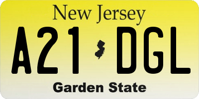NJ license plate A21DGL