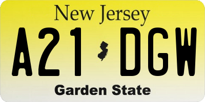 NJ license plate A21DGW