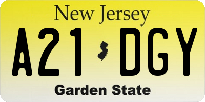 NJ license plate A21DGY