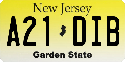 NJ license plate A21DIB
