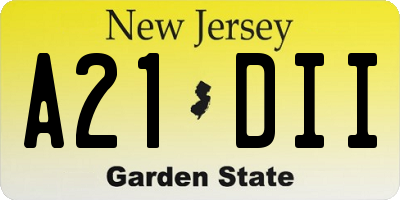 NJ license plate A21DII