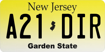 NJ license plate A21DIR