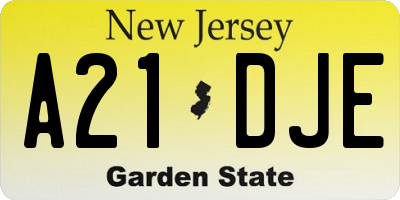NJ license plate A21DJE