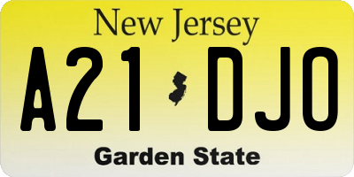 NJ license plate A21DJO