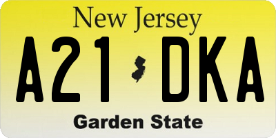 NJ license plate A21DKA