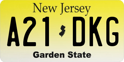 NJ license plate A21DKG