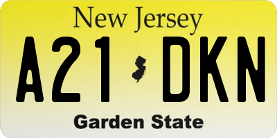 NJ license plate A21DKN