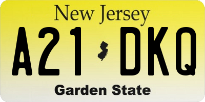 NJ license plate A21DKQ