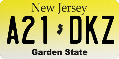 NJ license plate A21DKZ