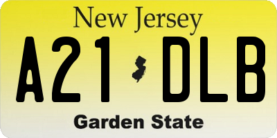 NJ license plate A21DLB