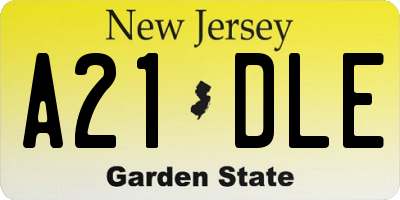 NJ license plate A21DLE