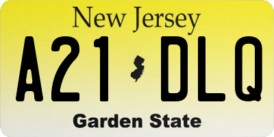 NJ license plate A21DLQ
