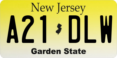 NJ license plate A21DLW