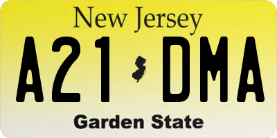 NJ license plate A21DMA