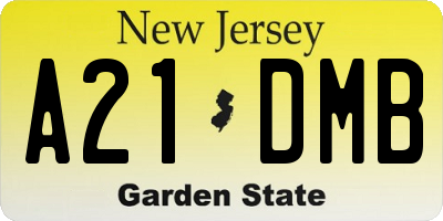 NJ license plate A21DMB